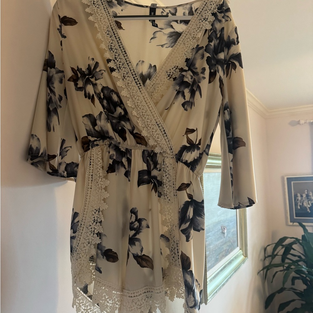 Desigual Cream and Black Floral Dress